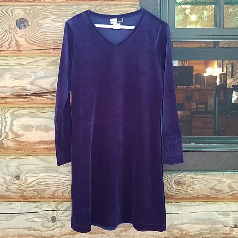 Vintage 90s dark blue, soft, velvet-like dress